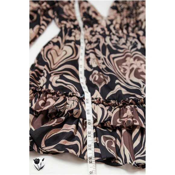 Eugenia Fernández Dress XS Boho Floral Ruffle Mini Long Sleeve Deep V Colombia - Picture 6 of 11